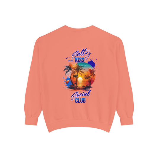 Salty Kiss Social Club Sweatshirt — Tropical Sunset Graphic Crewneck