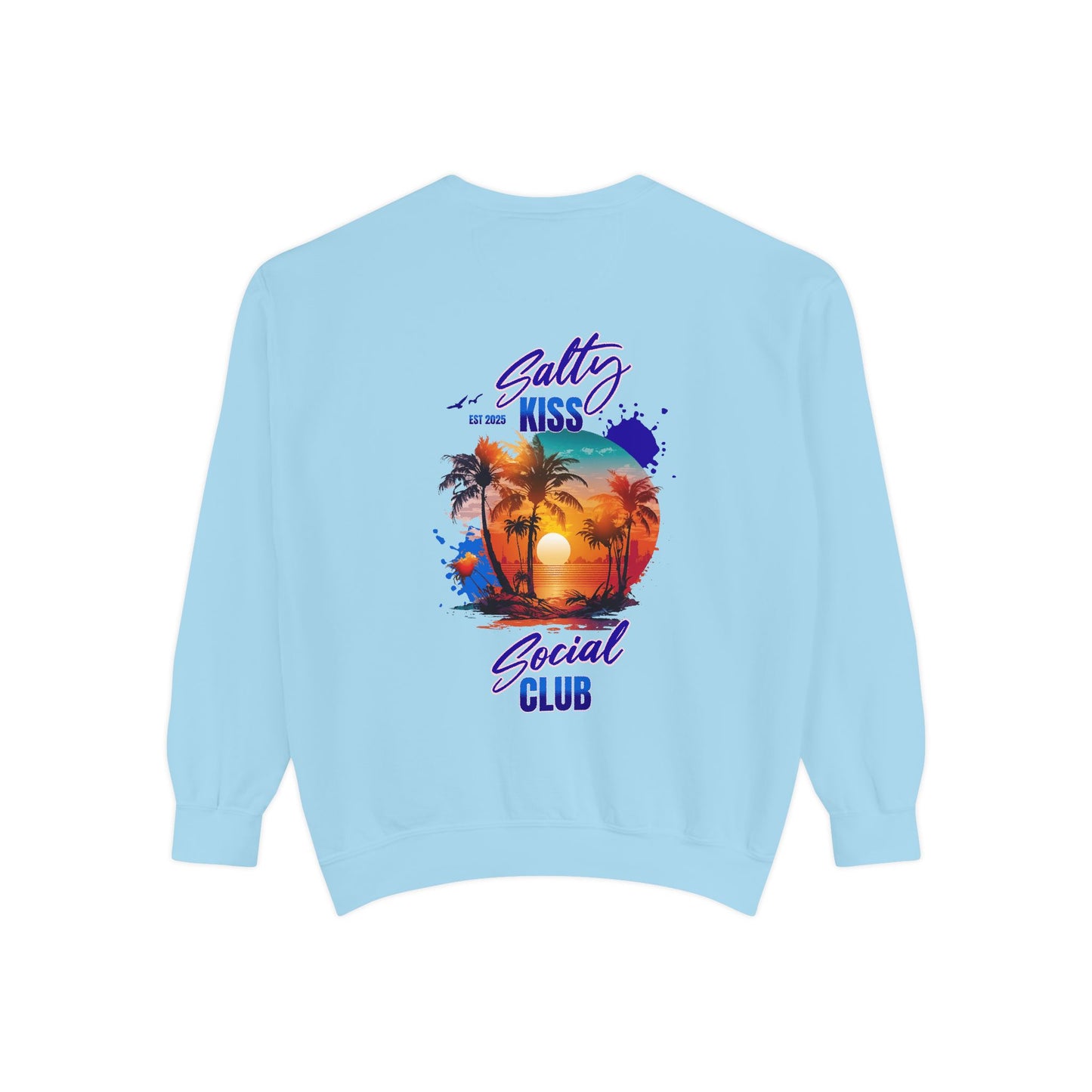 Salty Kiss Social Club Sweatshirt — Tropical Sunset Graphic Crewneck