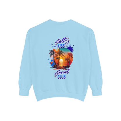 Salty Kiss Social Club Sweatshirt — Tropical Sunset Graphic Crewneck