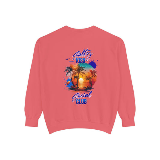 Salty Kiss Social Club Sweatshirt — Tropical Sunset Graphic Crewneck