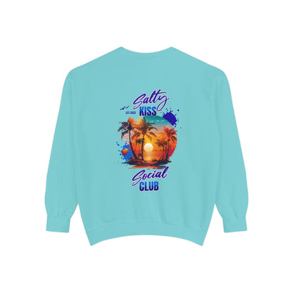 Salty Kiss Social Club Sweatshirt — Tropical Sunset Graphic Crewneck