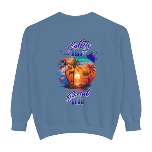 Salty Kiss Social Club Sweatshirt — Tropical Sunset Graphic Crewneck