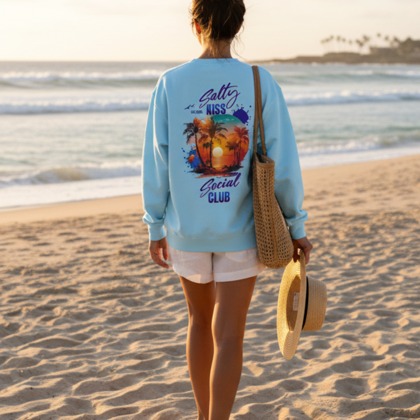 Beach lifestyle photo with sweatshirt