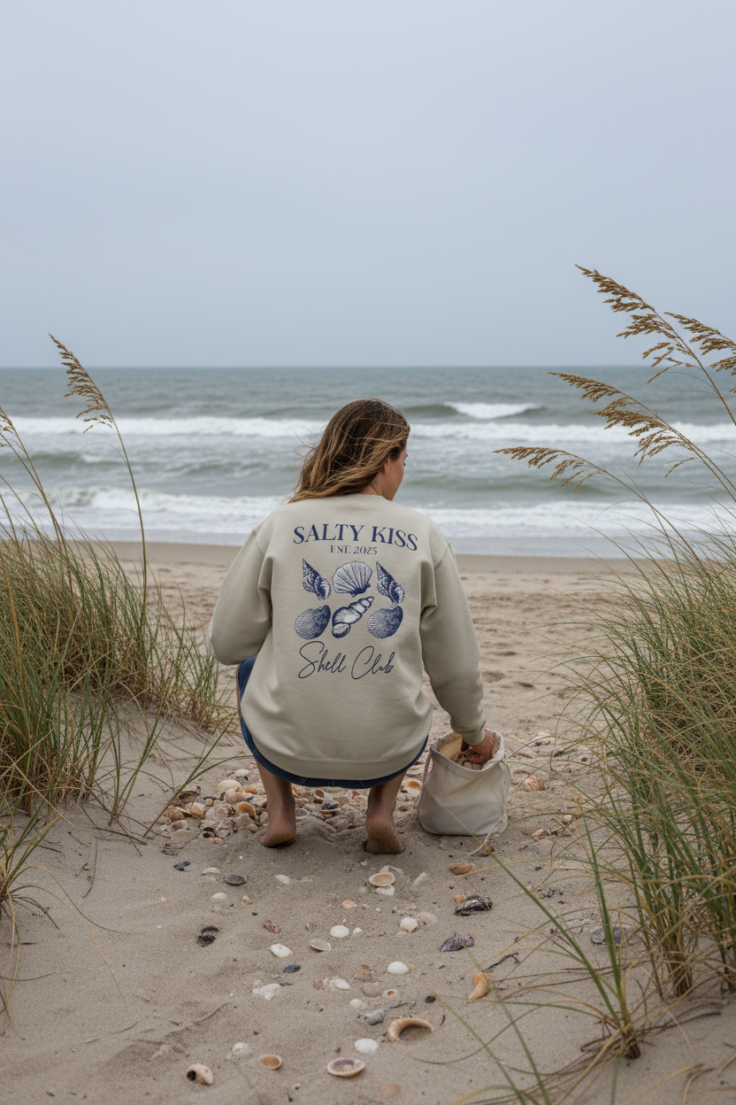 Shell Collectors Sweatshirt - Back View Collecting Shells